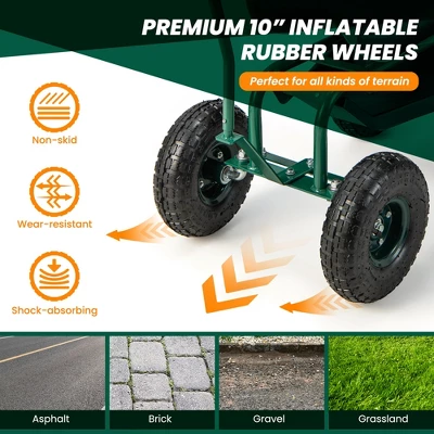 Costway Rolling Garden Cart Outdoor Gardening Workseat With Adjustable Height &Tool Storage 6 Costway Rolling Garden Cart Outdoor Gardening Workseat With Adjustable Height &Tool Storage - Image 4