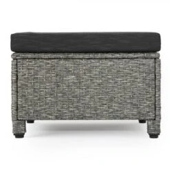 Puerta 2pk Outdoor Wicker Ottomans With Cushions - Black/Dark Gray - Christopher Knight Home -Garden & Outdoors GUEST c8a36a4e 9b83 4e52 a32f bc0d6b7cb461