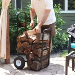 Sunnydaze Decor Sunnydaze Indoor/Outdoor Steel Rolling Firewood Log Cart Carrier With Wheels - 1/8 Face Cord - Black -Garden & Outdoors GUEST c9b0c975 ba35 4f02 9c42 2943259e03eb