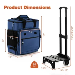 Costway 50-Can 3-in-1 Insulated Rolling Cooler With Adjustable Handle & Bottom Plate Blue/Grey -Garden & Outdoors GUEST c9fd2cca 6117 4200 85b8 3d7777f646df