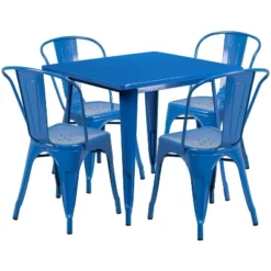 Flash Furniture Commercial Grade 31.5" Square Metal Indoor-Outdoor Table Set With 4 Stack Chairs -Garden & Outdoors GUEST caa9d931 29b6 43a8 8933 349237837f70