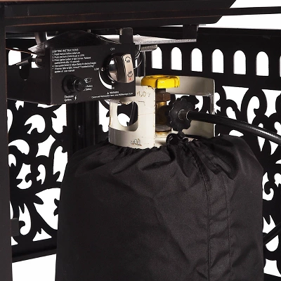 5pc Outdoor Dining Set With 42" Aluminum Square Damask Design Fire Table & Deep Seating Swivel Rocking Chairs - Oakland Living 11 5pc Outdoor Dining Set With 42" Aluminum Square Damask Design Fire Table & Deep Seating Swivel Rocking Chairs - Oakland Living - Image 9