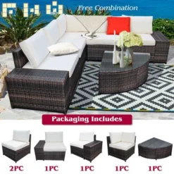 Costway 6PCS Rattan Furniture Set Conversation Cushioned Sofa Armrest Garden TurquoiseWhite 20 Costway 6PCS Rattan Furniture Set Conversation Cushioned Sofa Armrest Garden TurquoiseWhite -Garden & Outdoors GUEST cbef6f9b d33a 4d52 bdc4 ce4dd4145d45
