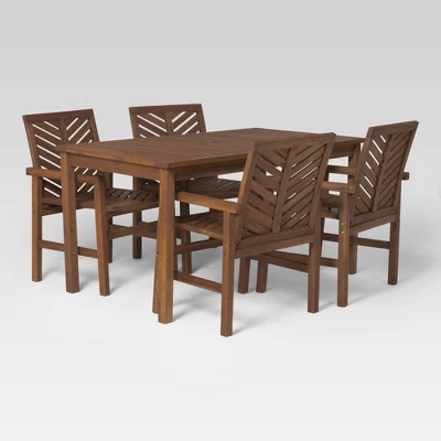 5pc Slatted Chevron Acacia Wood Patio Dining Set - Saracina Home 17 5pc Slatted Chevron Acacia Wood Patio Dining Set - Saracina Home - Image 15