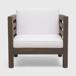 Oana Acacia Wood Club Chair - Gray/White - Christopher Knight Home -Garden & Outdoors GUEST ccc603a2 05c7 463c a664 747bfdc1b61d