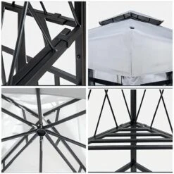 SUGIFT 10' X 10' Outdoor Patio Gazebo Canopy With Mesh Netting Sidewalls And Steel Frame - Light Gray -Garden & Outdoors GUEST cd40efca c1fb 4c4f bad2 89dcbe7149c2