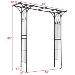 Costway Garden Wedding Rose Arch Pergola Archway Flowers Climbing Plants Trellis Metal