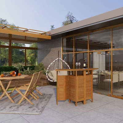 Patio Bar Table Teak - Olivia & May 17 Patio Bar Table Teak - Olivia & May - Image 15