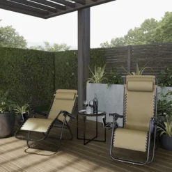Lavish Home Zero Gravity Chairs Folding Recliners, Set Of 2, Beige -Garden & Outdoors GUEST cdd69882 33ee 42a0 b0aa 6fe3ec028c75
