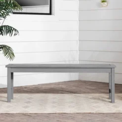 Ravenscroft Modern Boho Acacia Wood Slat Top Outdoor Dining Bench - Gray Wash - Saracina Home -Garden & Outdoors GUEST ce52635a 6f20 41d2 9ffc 8f6d710ef542