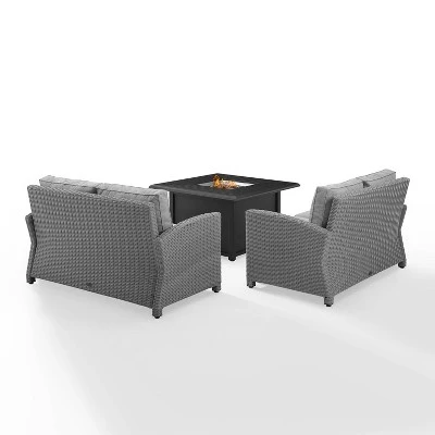 Bradenton 3pc Wicker Loveseat Set With Fire Table - Gray - Crosley 5 Bradenton 3pc Wicker Loveseat Set With Fire Table - Gray - Crosley - Image 3