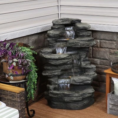 Sunnydaze Decor Sunnydaze 38"H Electric Polyresin And Fiberglass Stacked Shale Waterfall Outdoor Water Fountain With LED Lights 8 Sunnydaze Decor Sunnydaze 38"H Electric Polyresin And Fiberglass Stacked Shale Waterfall Outdoor Water Fountain With LED Lights - Image 6
