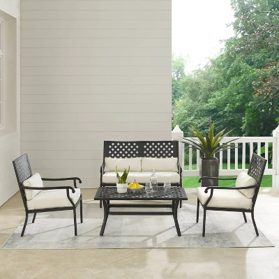 4pc Alistair Outdoor Steel Conversation Set Creme/Matte Black - Crosley 4 4pc Alistair Outdoor Steel Conversation Set Creme/Matte Black - Crosley - Image 2