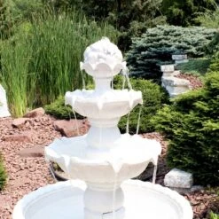 Sunnydaze Decor Sunnydaze 52"H Electric Fiberglass 4-Tier Fruit Top Outdoor Water Fountain, White Finish -Garden & Outdoors GUEST cff48747 b0a0 4708 a433 6f352dcecd10