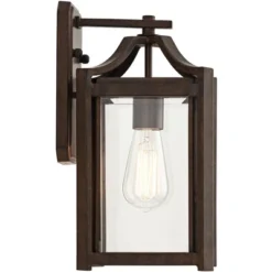 Franklin Iron Works Rockford Rustic Farmhouse Outdoor Wall Light Fixture Bronze 12 1/2" Clear Beveled Glass For Post Exterior Barn Deck House Porch -Garden & Outdoors GUEST d04f5722 a617 42e5 8328 d29dbed882d6
