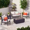 Kalo 5pc Wicker Chat Set With Fire Table - Gray/Light Gray/Dark Gray - Christopher Knight Home -Garden & Outdoors GUEST d0ee3e4c 5693 457b 9c64 a8ffe42dd392
