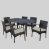 Carter 7pc Wicker Patio Dining Set - Brown/Creme- Christopher Knight Home -Garden & Outdoors GUEST d1cdc560 e2da 49b3 a6e3 c0b46429e06e