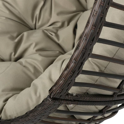Layla Indoor/Outdoor Hanging Basket Chair - Brown/Khaki - Christopher Knight Home 5 Layla Indoor/Outdoor Hanging Basket Chair - Brown/Khaki - Christopher Knight Home - Image 3