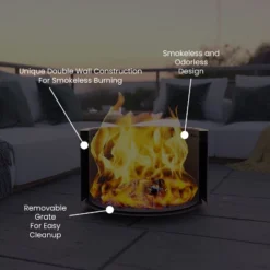 Emma And Oliver Steel Portable Smokeless Wood Burning Firepit With Waterproof Cover For Outdoor Use -Garden & Outdoors GUEST d22002e8 04b6 4389 bf12 174c65cd37ca