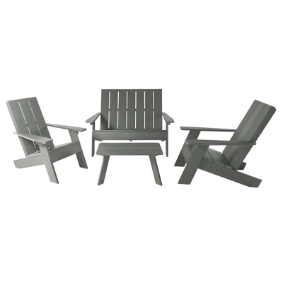Italica 4pc Outdoor Set With Modern Adirondack Chairs, Double Wide Adirondack Chairs & Table - Highwood 10 Italica 4pc Outdoor Set With Modern Adirondack Chairs, Double Wide Adirondack Chairs & Table - Highwood - Image 8