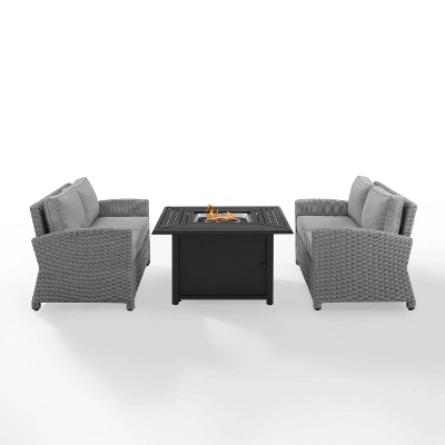 Bradenton 3pc Wicker Loveseat Set With Fire Table - Gray - Crosley 4 Bradenton 3pc Wicker Loveseat Set With Fire Table - Gray - Crosley - Image 2