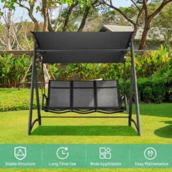Costway Outdoor 3-Person Porch Swing Chair Aluminum Frame Adjust Canopy Patio -Garden & Outdoors GUEST d4aac278 565b 4490 bb36 1d09f34f93a9