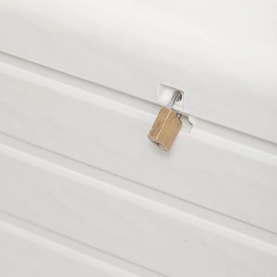 Toomax Z599E108 Foreverspring UV Weather Resistant Lockable Box Chest Bench For Outdoor Pool Patio Furniture And Deck Storage Bin, 70 Gallon (White) 4 Toomax Z599E108 Foreverspring UV Weather Resistant Lockable Box Chest Bench For Outdoor Pool Patio Furniture And Deck Storage Bin, 70 Gallon (White) - Image 3