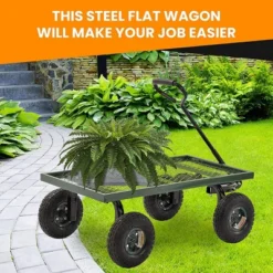 Juggernaut Carts GW3820-GR Heavy Duty Steel Frame 1000 Pound Load Capacity Outdoor Utility Garden Wagon With Pneumatic Tires, Green Finish -Garden & Outdoors GUEST d5b31d2a ec07 4804 a916 015ff91a3474