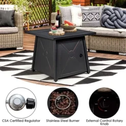 Costway 9PCS Patio Rattan Furniture Set Fire Pit Space-saving W/ Cushion Cover -Garden & Outdoors GUEST d60a9c6d 1bf2 4041 b18c 04e5e04bb39b