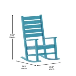 Merrick Lane Set Of 2 Contemporary Rocking Chairs, All-Weather HDPE Indoor/Outdoor Rockers In Blue -Garden & Outdoors GUEST d6236ce7 6038 4843 aa2d 1f4e6be71751