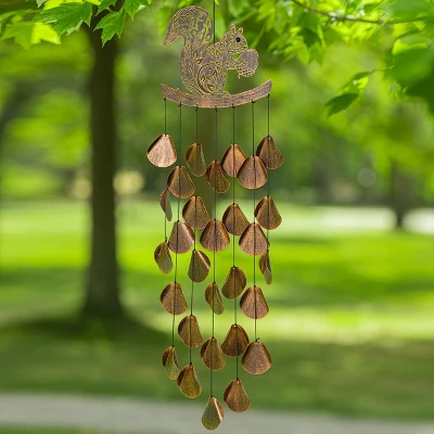 Dawhud Direct 20" H Shimmering Squirrel Wind Chimes 4 Dawhud Direct 20" H Shimmering Squirrel Wind Chimes - Image 2
