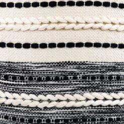 Northlight 18" Striped Cream And Black Outdoor Woven Pouf Ottoman -Garden & Outdoors GUEST d7d4b242 24ca 449d 9a8d d02950def55c