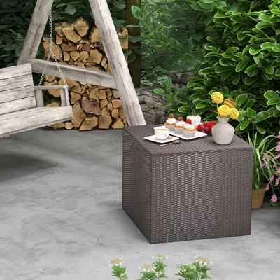 Costway 72 Gallon Patio Rattan Wicker Storage Deck Box Container With Liner Garden 5 Costway 72 Gallon Patio Rattan Wicker Storage Deck Box Container With Liner Garden - Image 3