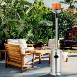 Costway 48000 BTU Stainless Steel Propane Patio Standing LP Gas Heater W/ Wheels -Garden & Outdoors GUEST d84320ed 8703 4bde 947f 7da2aa613cb5