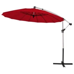 Tangkula 10 FT Patio Offset Hanging Market Umbrella Cantilever Outdoor Umbrella W/Crank & Cross Base -Garden & Outdoors GUEST d9c4e43e 09bc 45a1 8019 190ab16893d7