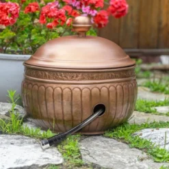 La Jolla Copper Finish Hose Pot With Lid - Good Directions -Garden & Outdoors GUEST d9e76305 f4eb 4da9 83dc a448fb8cb37c