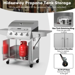 Costway 5-Burner Propane Gas BBQ Grill WithSide Burner,Thermometer,Prep Table 50000 BTU -Garden & Outdoors GUEST daf66e41 e579 474b a9de 9e4ab7684b10