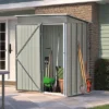 Patio 5ft X 3ft Garden Shed, Metal Lean-to Storage Shed With Lockable Door-ModernLuxe