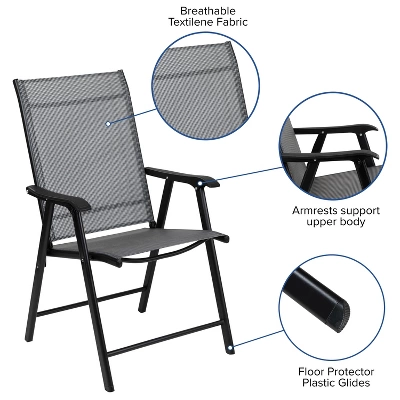 Flash Furniture Black Outdoor Folding Patio Sling Chair (2 Pack) 6 Flash Furniture Black Outdoor Folding Patio Sling Chair (2 Pack) - Image 4