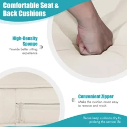 Tangkula Outdoor Porch Swing Bench, Patio Wicker Hanging Swing With Rustproof Chains & Comfortable Cushions Off White/Turquoise/Red/Black -Garden & Outdoors GUEST db8eab7b ef34 4cc3 81c9 bef9999bda7f