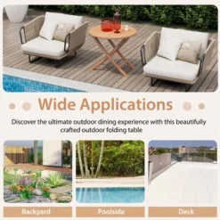 Costway 31.5'' Patio Round Folding Dining Table Solid Teak Wood Natural Outdoor Portable -Garden & Outdoors GUEST dbffa5ad 6aa4 4916 8fd8 eb789647db2c