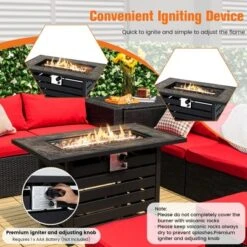 Costway 42'' Rectangular Propane Fire Pit Table 50,000 BTU W/ Lava Rocks & PVC Cover -Garden & Outdoors GUEST dc154d1c 302e 4fef 8fbc d64d5183990f