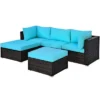 Costway 5PCS Patio Rattan Sectional Conversation Set Ottoman Turquoise 2 Costway 5PCS Patio Rattan Sectional Conversation Set Ottoman Turquoise -Garden & Outdoors GUEST ddcb23b8 56bd 4e6b 8a06 473136dba025