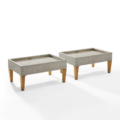 Capella 2pk Outdoor Wicker Ottomans - Gray - Crosley 9 Capella 2pk Outdoor Wicker Ottomans - Gray - Crosley - Image 7