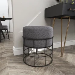 Metal Fabric Patio Garden Stool - Olivia & May -Garden & Outdoors GUEST df493e5c 43b7 4b72 85c0 b320b054e6c0