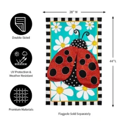 Evergreen Ladybug With Daisies Applique House Flag 28 X 44 Inches Outdoor Decor For Homes And Gardens -Garden & Outdoors GUEST df86d42d 5883 402d b3d5 dba1c6e5255c