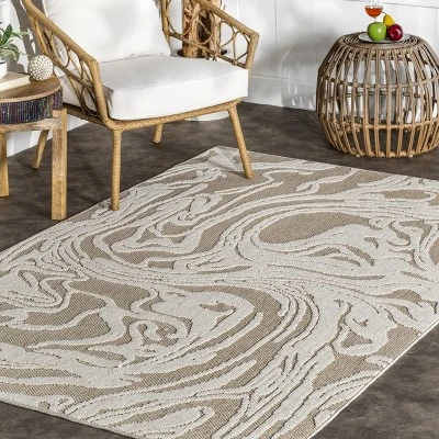 NuLOOM Leisa Abstract Swirls Indoor/Outdoor Patio Area Rug 10 NuLOOM Leisa Abstract Swirls Indoor/Outdoor Patio Area Rug - Image 8