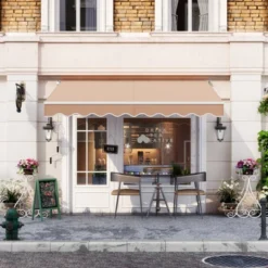 Costway 10' X 8' Retractable Awning Patio Sun Shade W/Crank Handle -Garden & Outdoors GUEST e21ab0d5 4671 43dc b3fa ec6057850cc5