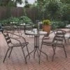 Flash Furniture Lila 23.75'' Round Glass Metal Table With 2 Metal Aluminum Slat Stack Chairs -Garden & Outdoors GUEST e22bdddf cc60 4dc0 99dc 304c9d64288a