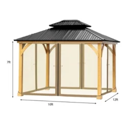 Aoodor Gazebo Netting Black 12' X 10' Polyester Screen Replacement 4 Panel Sidewalls For Patio (Only Netting) -Garden & Outdoors GUEST e235f88a dd8d 4edc a123 2bc05c607a5e